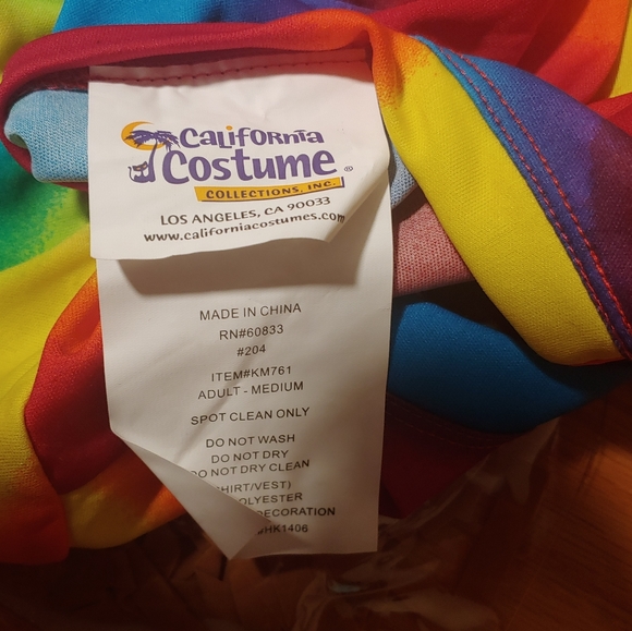 Totally Ghoul Halloween Costume Tie dyed Hippie Shirt Fringe Vest MENS MEDIUM - Picture 7 of 8